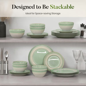 Modern Embossed Porcelain Dinnerware Set Stoneware Plates and Bowls