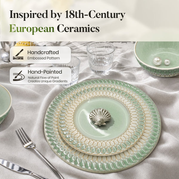 Modern Embossed Porcelain Dinnerware Set Stoneware Plates and Bowls