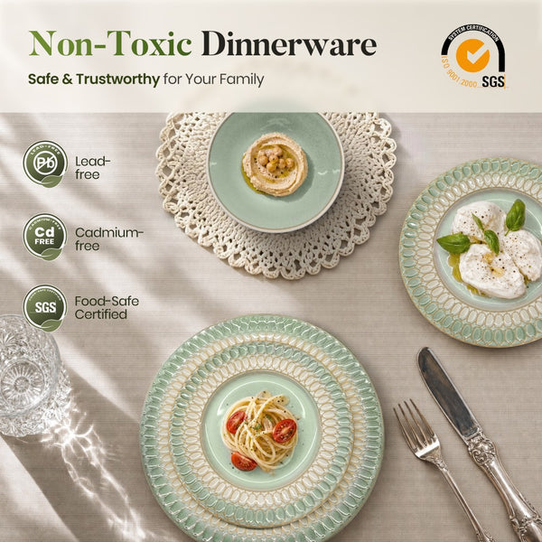 Modern Embossed Porcelain Dinnerware Set Stoneware Plates and Bowls