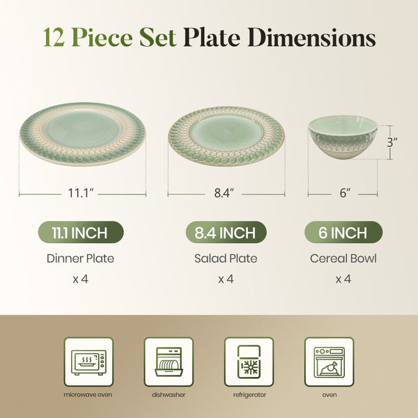 Modern Embossed Porcelain Dinnerware Set Stoneware Plates and Bowls