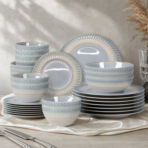 Modern Embossed Porcelain Dinnerware Set Stoneware Plates and Bowls