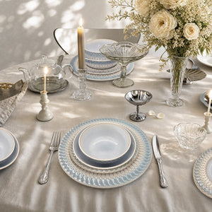Modern Embossed Porcelain Dinnerware Set Stoneware Plates and Bowls