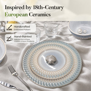 Modern Embossed Porcelain Dinnerware Set Stoneware Plates and Bowls