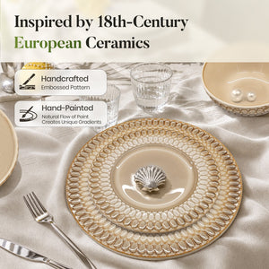 Modern Embossed Porcelain Dinnerware Set Stoneware Plates and Bowls