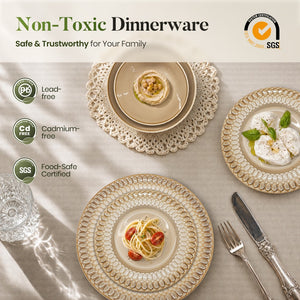 Modern Embossed Porcelain Dinnerware Set Stoneware Plates and Bowls