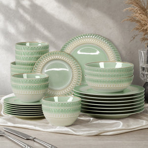 Modern Embossed Porcelain Dinnerware Set Stoneware Plates and Bowls