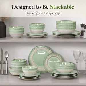 Modern Embossed Porcelain Dinnerware Set Stoneware Plates and Bowls