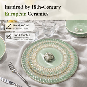 Modern Embossed Porcelain Dinnerware Set Stoneware Plates and Bowls