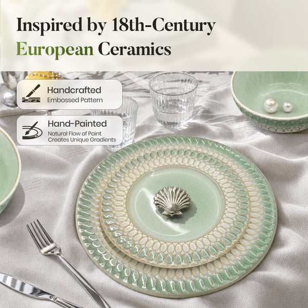 Modern Embossed Porcelain Dinnerware Set Stoneware Plates and Bowls