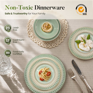 Modern Embossed Porcelain Dinnerware Set Stoneware Plates and Bowls