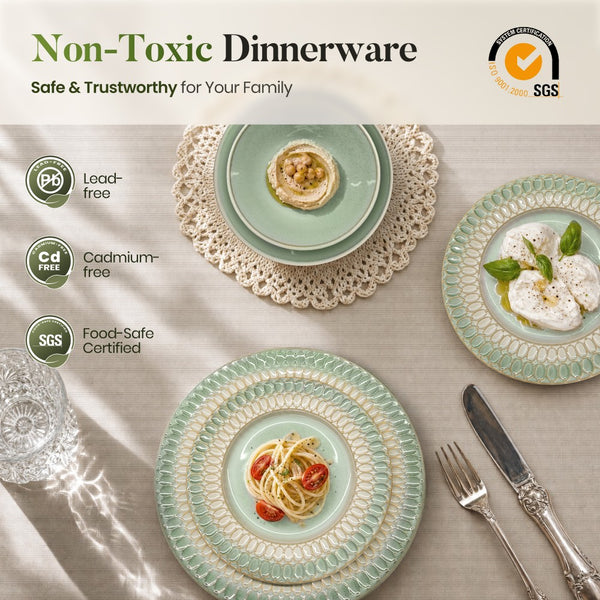 Modern Embossed Porcelain Dinnerware Set Stoneware Plates and Bowls
