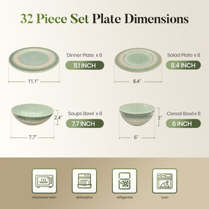 Modern Embossed Porcelain Dinnerware Set Stoneware Plates and Bowls