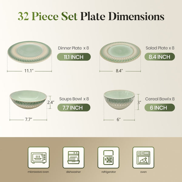 Modern Embossed Porcelain Dinnerware Set Stoneware Plates and Bowls