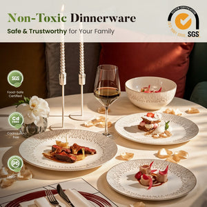 Scandinavian Style 24 Piece Stoneware Dinnerware Set for 8 with Reactive Glaze