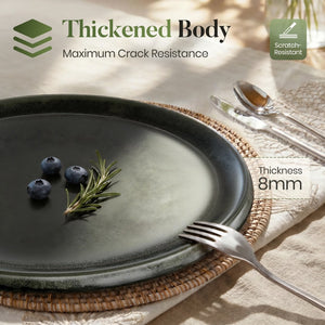 12 Pieces Reactive Glaze Stoneware Dinnerware Set in Matte Black