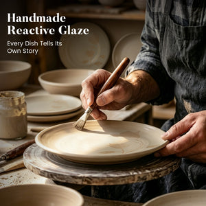 12 Pieces Organic Stoneware Dinnerware Set with Botanical Patterns