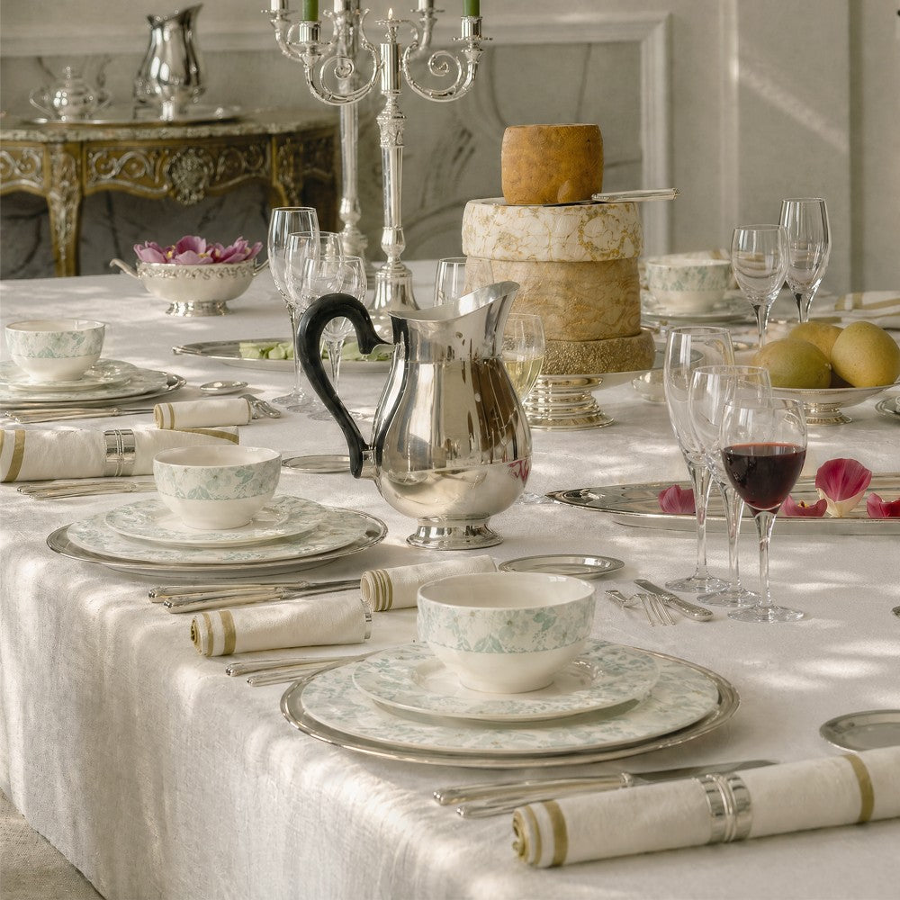 12 Pieces Floral Embossed Porcelain Bone China Dinnerware Set