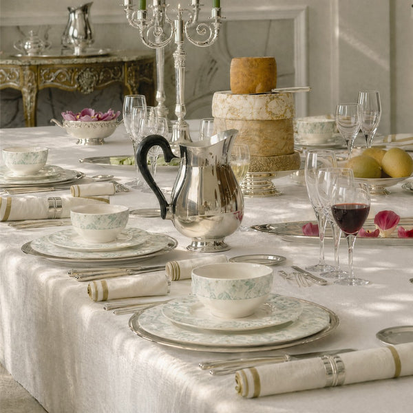 12 Pieces Floral Embossed Porcelain Bone China Dinnerware Set
