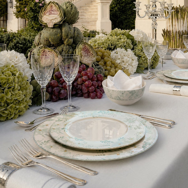 12 Pieces Floral Embossed Porcelain Bone China Dinnerware Set