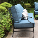 5-Seater Outdoor Metal Diamond Sofa Set with Fire Pit Table