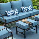 7-Seater Patio Metal Diamond Sofa With Coffee Table