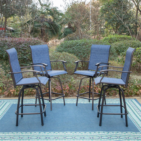 Outdoor Textilene All-Weather Swivel Bar Stools With Arms PHI VILLA