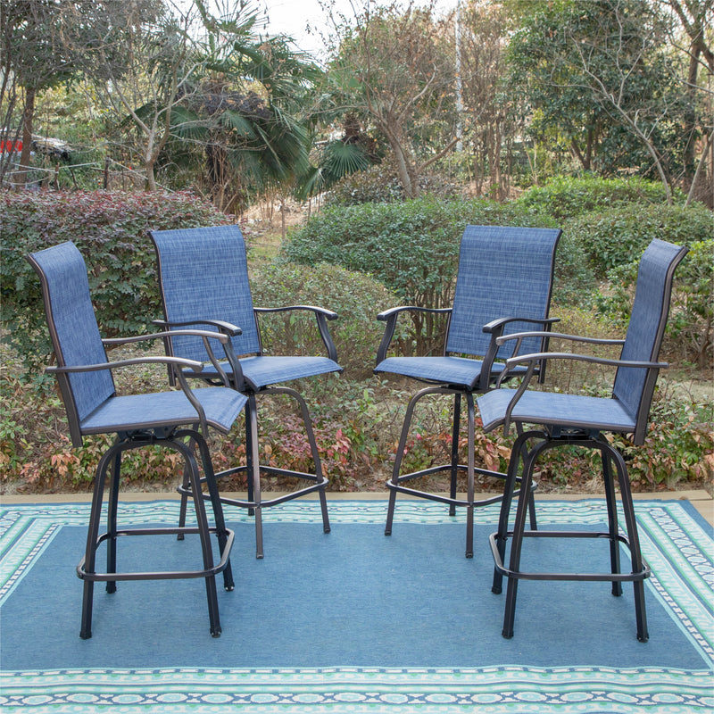 Outdoor Textilene All-Weather Swivel Bar Stools With Arms PHI VILLA