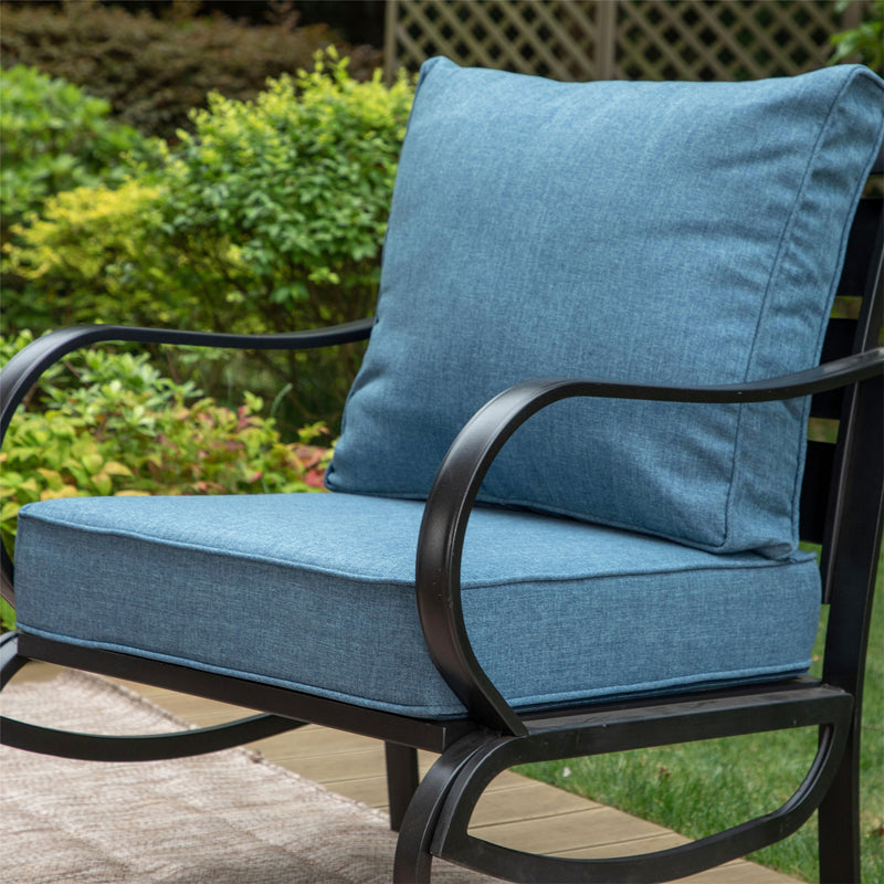 Phi Villa 7-Seater Patio Steel Conversation Sofa Set With Coffee Table & Ottomans