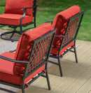 7-Seater Patio Metal Diamond Sofa Set with  Fire Pit Table