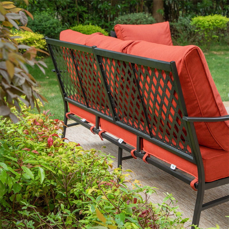 Phi Villa 9-Seater Patio Steel Conversation Sofa Set With Multi-functional Ottomans