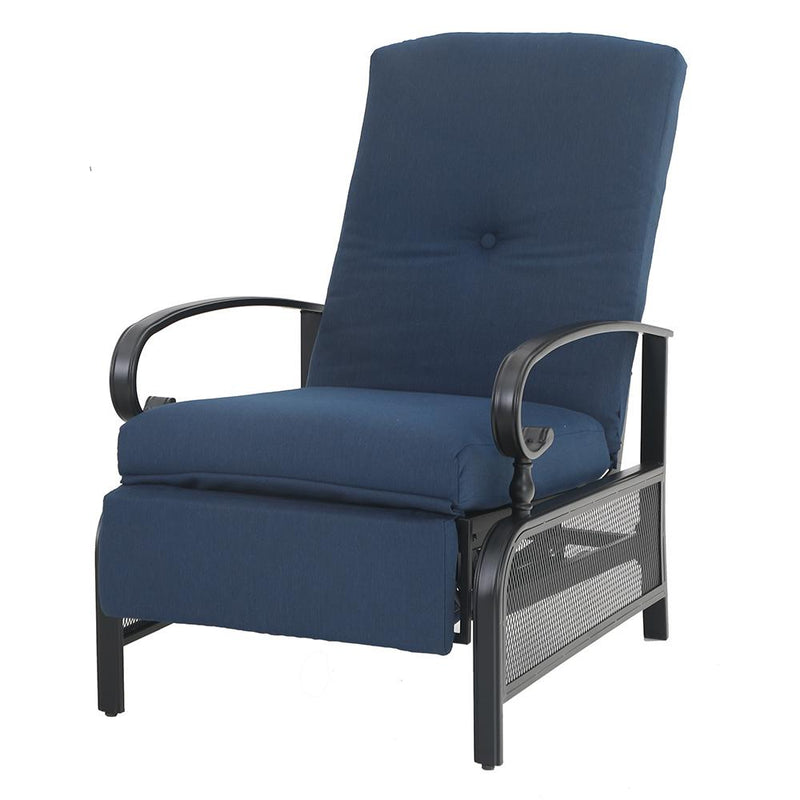 PHI VILLA Patio Lounge Chair Adjustable Metal Relaxing Recliner