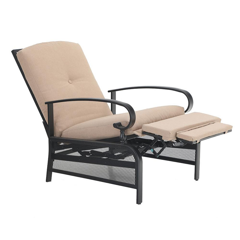 PHI VILLA Patio Lounge Chair Adjustable Metal Relaxing Recliner