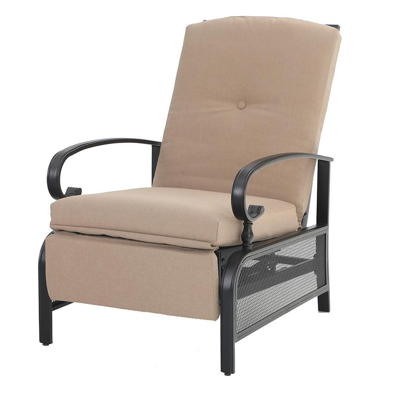 PHI VILLA Patio Lounge Chair Adjustable Metal Relaxing Recliner