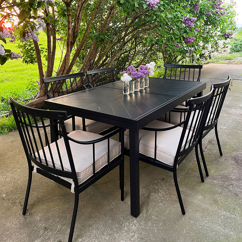 Phi Villa 7 / 9-Piece Outdoor Dining Set with Adjustable Table & Fashionable Dining Arm Chairs