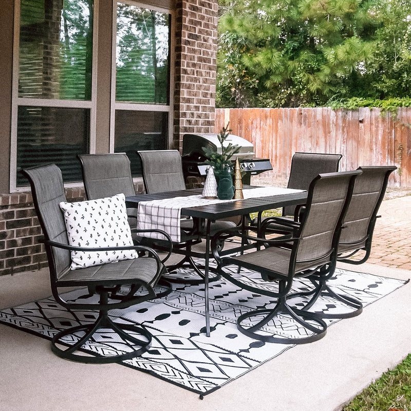 Modern 7-Piece Patio Dining Set with Upgraded Padded Swivel Chairs for Backyard PHI VILLA