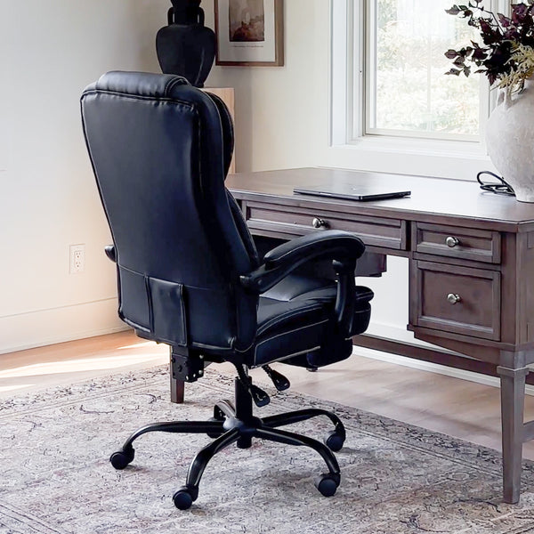 Ergonomic PU Leather Office Chair with Soft Upholstered Armrest