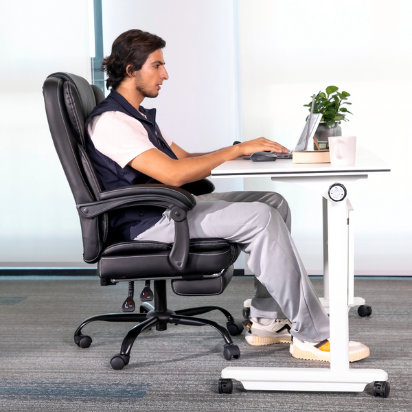 Ergonomic PU Leather Office Chair with Soft Upholstered Armrest