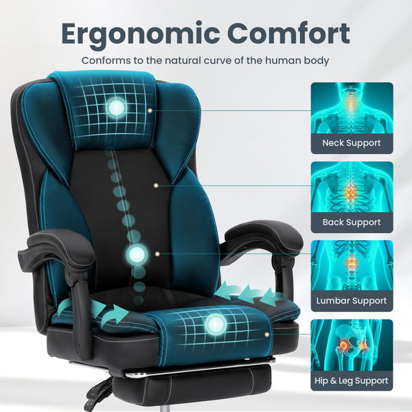 Ergonomic PU Leather Office Chair with Soft Upholstered Armrest