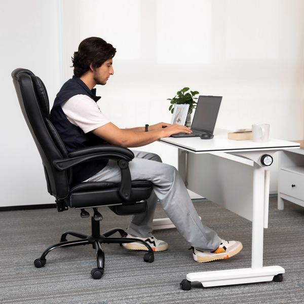 Ergonomic PU Leather Office Chair with Soft Upholstered Armrest