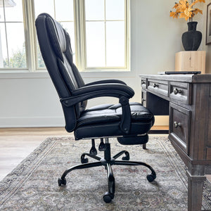 Ergonomic PU Leather Office Chair with Soft Upholstered Armrest