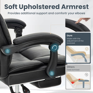 Ergonomic PU Leather Office Chair with Soft Upholstered Armrest