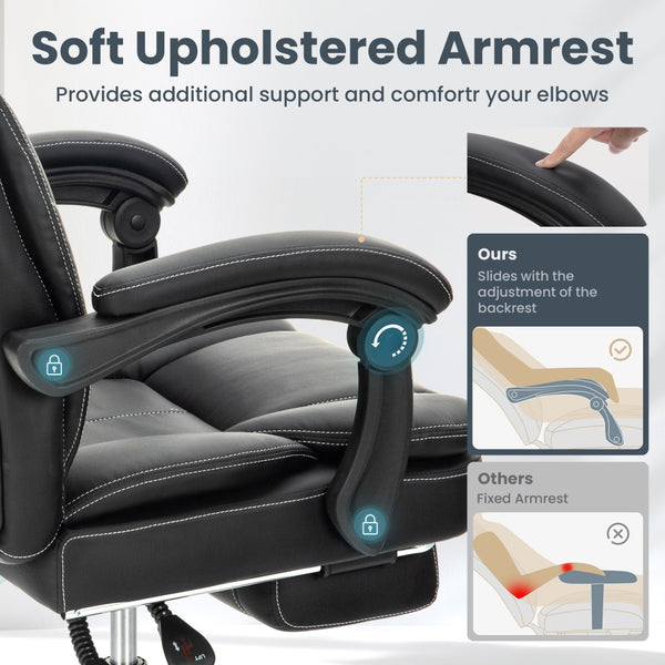 Ergonomic PU Leather Office Chair with Soft Upholstered Armrest