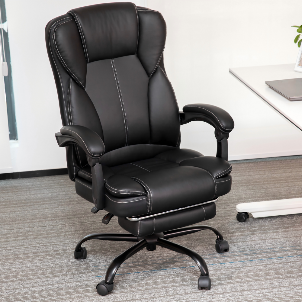 Ergonomic PU Leather Office Chair with Soft Upholstered Armrest