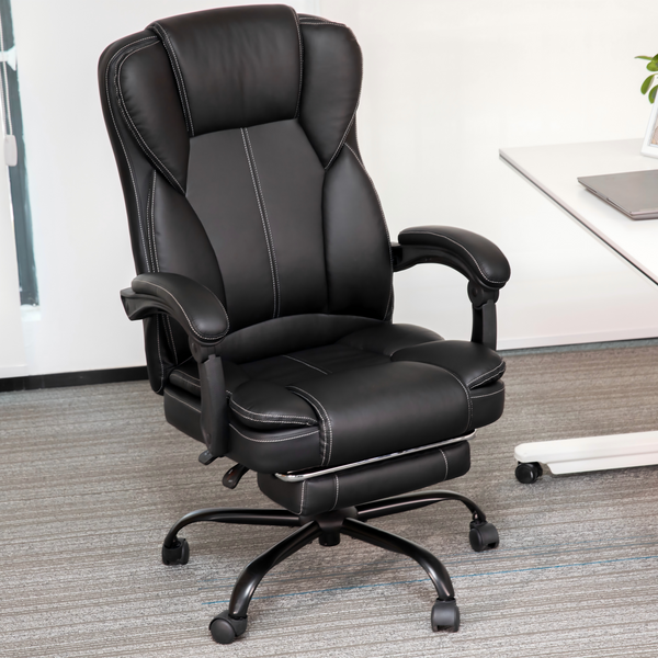 Ergonomic PU Leather Office Chair with Soft Upholstered Armrest