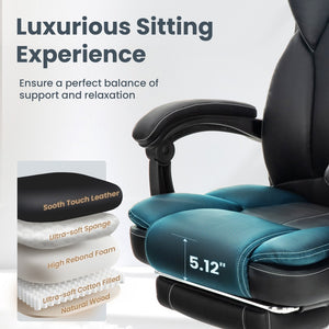 Ergonomic PU Leather Office Chair with Soft Upholstered Armrest