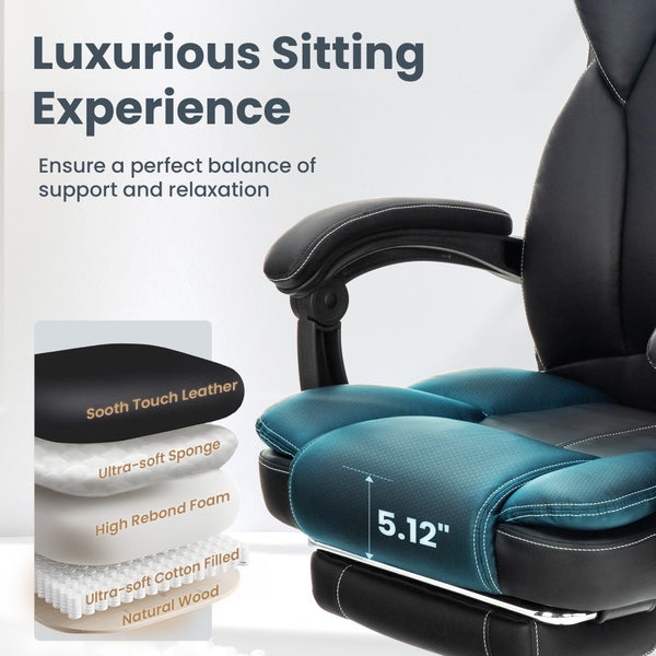 Ergonomic PU Leather Office Chair with Soft Upholstered Armrest