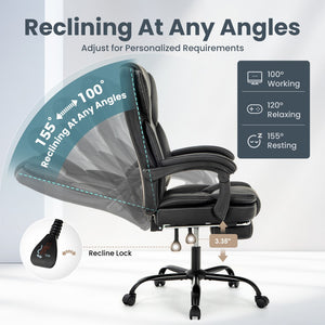 Ergonomic PU Leather Office Chair with Soft Upholstered Armrest