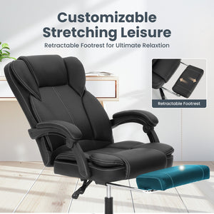 Ergonomic PU Leather Office Chair with Soft Upholstered Armrest