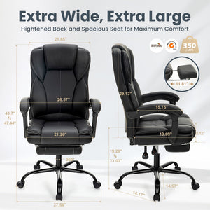 Ergonomic PU Leather Office Chair with Soft Upholstered Armrest