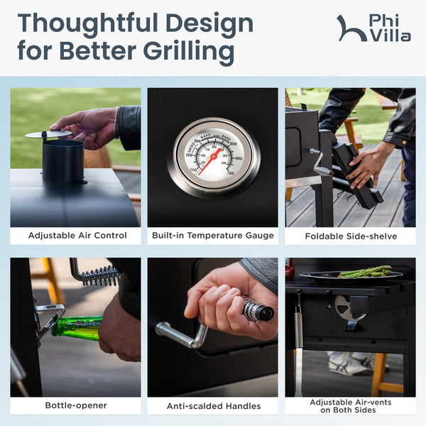 Outdoor Charcoal Grill Double-door with Liftable Charcoal Trays-Captiva Designs